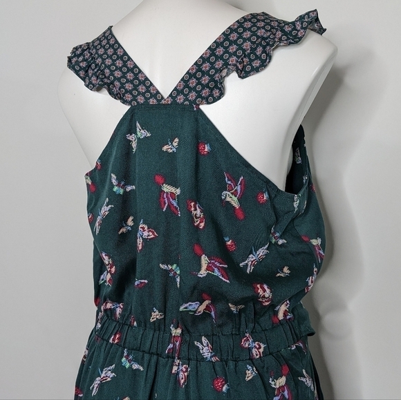 NWT Matilda Jane green butterfly & hummingbird ruffle strap tie waist jumpsuit M - Picture 7 of 12